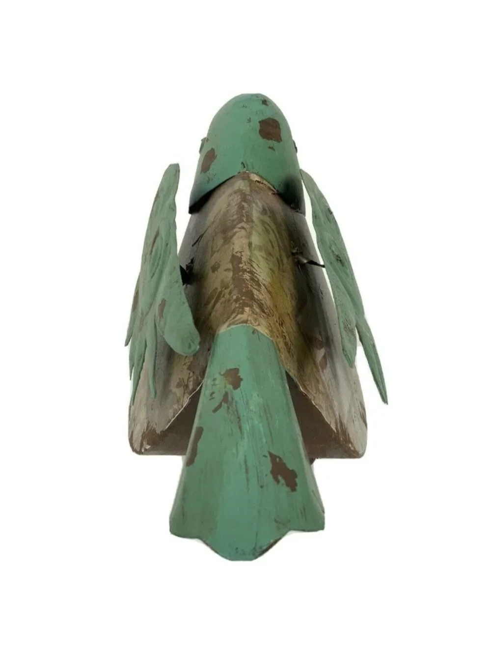 Metal Bird Figurine Whimsical Indoor Outdoor Decor Turquoise Brown